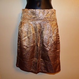 BCBGMAXAZRIA Gold Metallic Lined Skirt